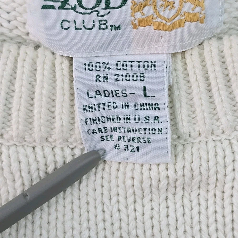 IZOD Club USA 100% Cotton Geometric Sweater Vintage 80s Womens L‎ Abstract Knit